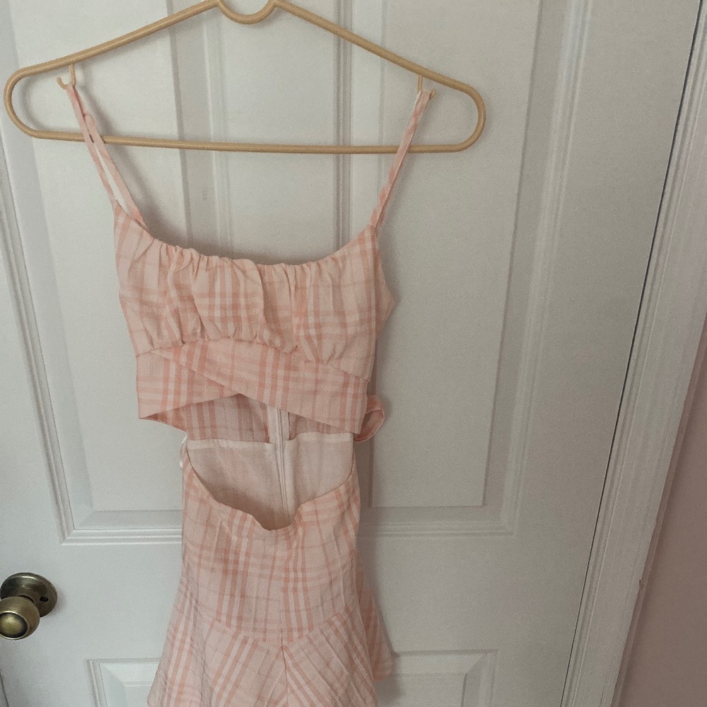 Pink and white gingham dress/romper women’s garden party/sorority rush/graduatio